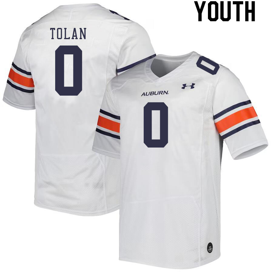 Youth #0 DeMario Tolan Auburn Tigers College Football Jerseys Stitched-White